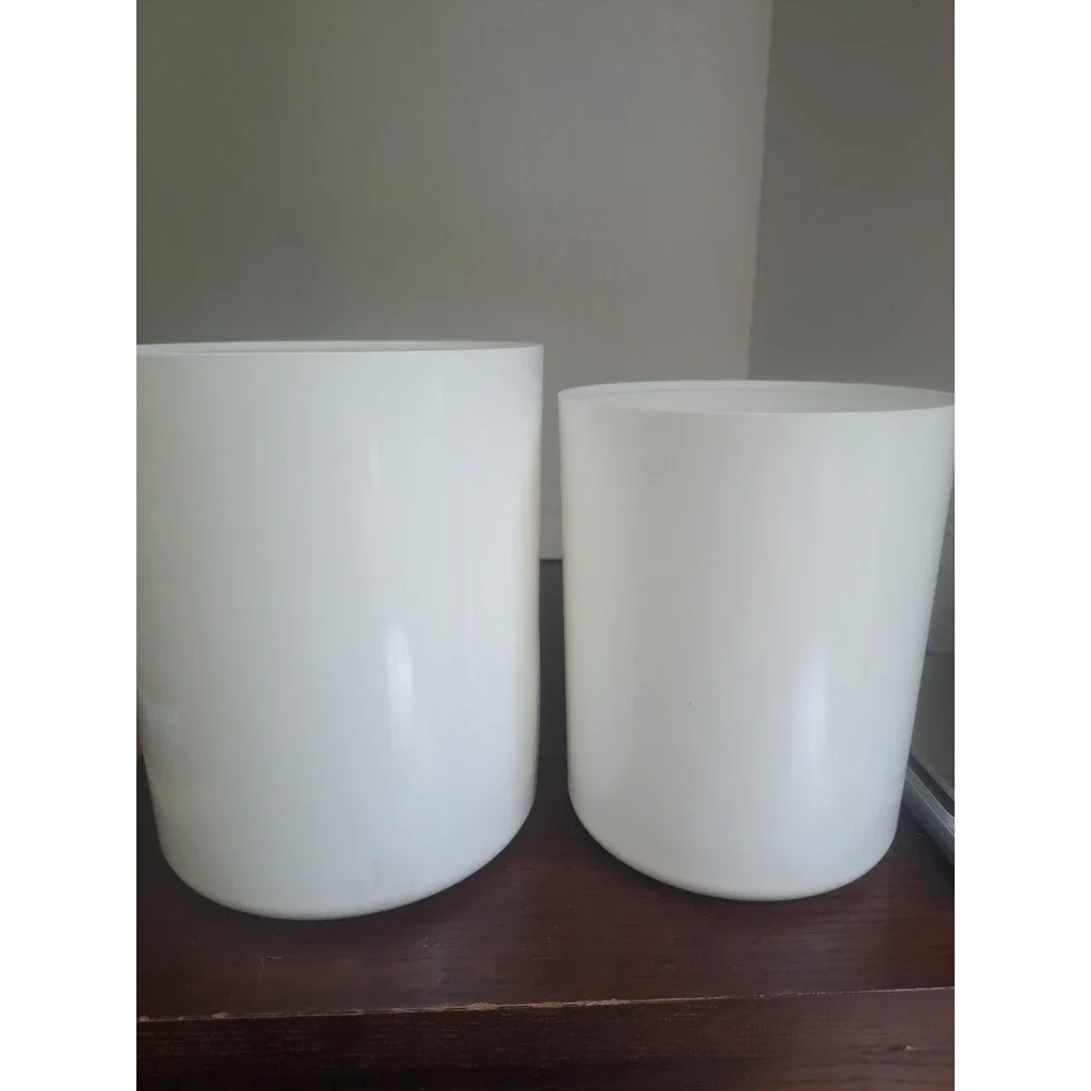 Set Of 2 Vtg Tupperware Cannisters With Viewing Window White NO LIDS!!! 2418B-2,